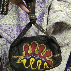 Handcrafted Black and Red Embroidered Bag